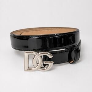 Dolce & Gabbana DG-logo Leather Belt BE1447-AI413 Womens 90 36 Black Italy NWOT